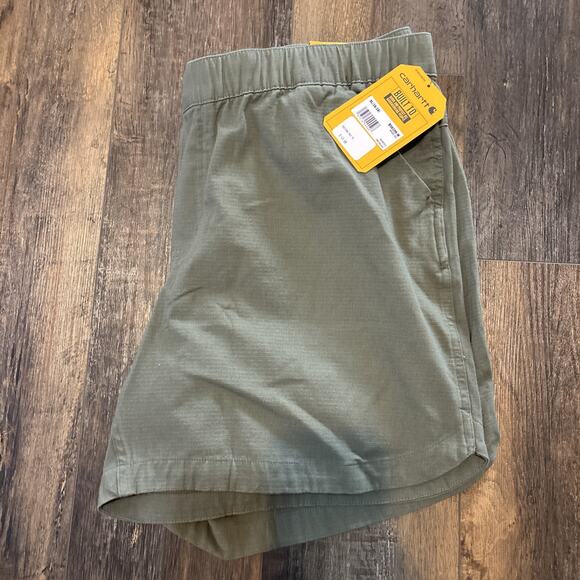Carhartt Pants - Carhartt Shorts Women XL 16-18 Green Olive Elastic WaistForce Ripstop Work (232)